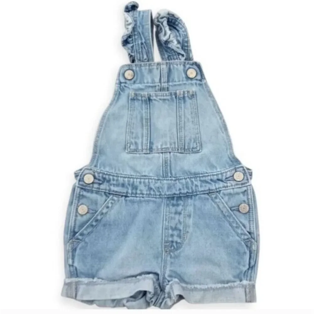 Gap Denim Blue Overalls and Buffalo Pink Love T-Shirt & Shorts Bundle Sz.2T EUC.